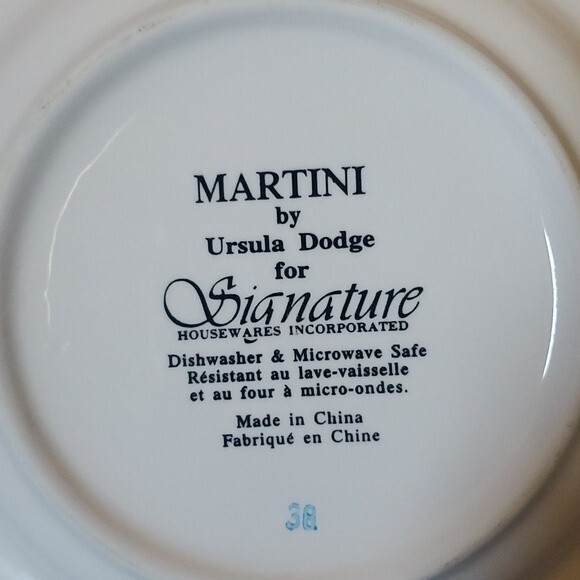 6 Signature Martini Appetizer Canape Plates 6 3/4" Ursula Dodge Porcelain - Picture 13 of 16